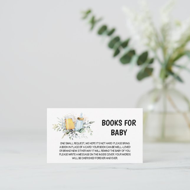 Carte De Visite Bébé brasse des livres de Baby shower pour bébé (Debout devant)