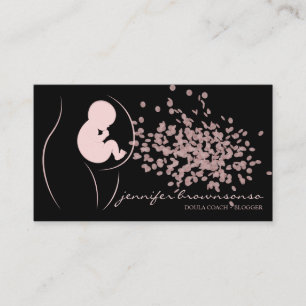 Carte De Visite Bébé Coach de Naissance Doula Noir Enceinte