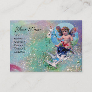 Carte De Visite BÉBÉ FAIRY AVEC DES POIDS EN PERLE verte SPARKLES