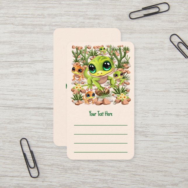 Carte De Visite Bébé Geckos jote personnages de dessin (Devant/Arrière en situation)
