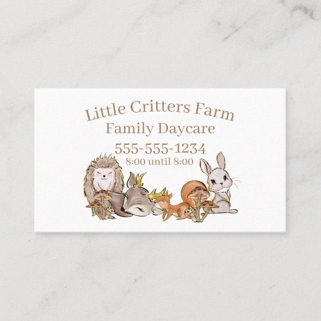 Carte De Visite Bébé mignon Animaux Enfants Professionnel (Devant)