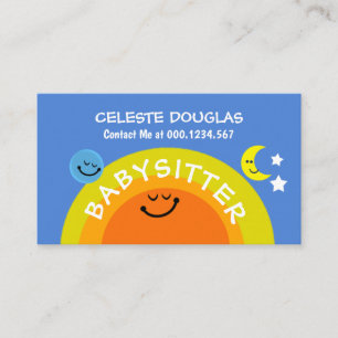 Carte De Visite Bébé mignon de la Terre Lune commence Babysitter