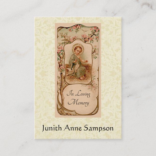 Carte De Visite Bébé saint commémoratif funèbre catholique Jésus (Devant)
