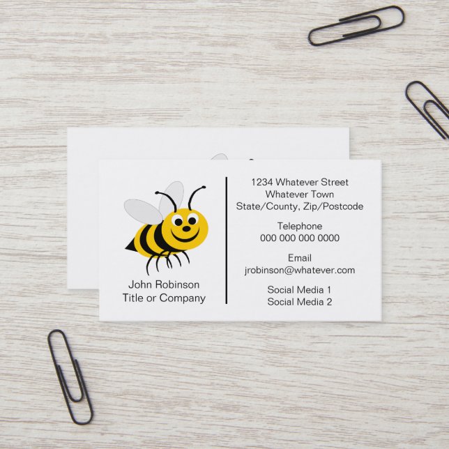 Carte De Visite Bee Design Beekeeper (Devant/Arrière en situation)
