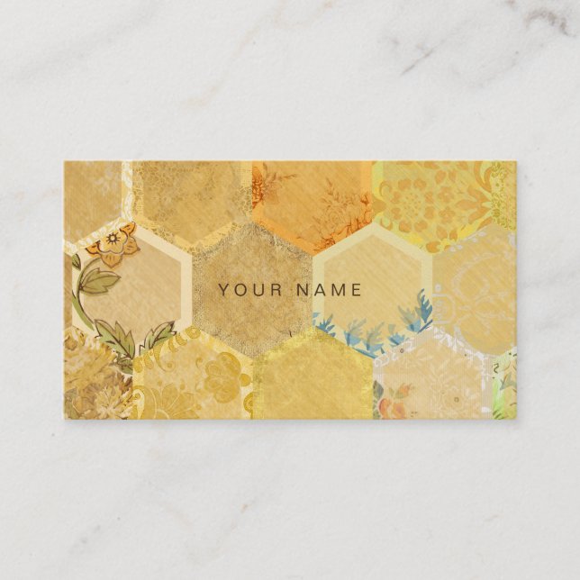 Carte De Visite Bee Gold Honeycomb Beehive Vip (Devant)