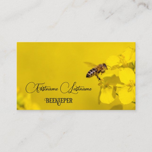 Carte De Visite Beekeeper Miel Apiariste miel abeille fleur jaune (Devant)
