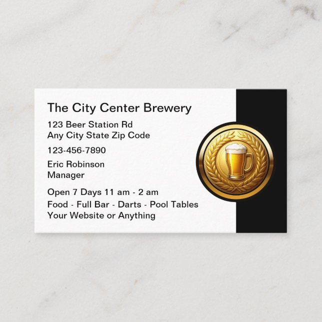 Carte De Visite Beer Brewery Bar Classy Business Cards (Devant)