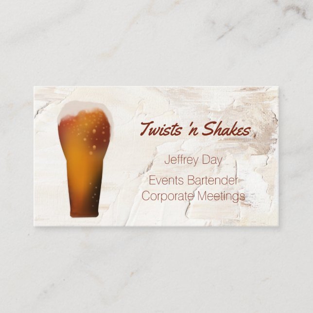 Carte De Visite Beer Glass Bartender, Mixologist Business Card (Devant)