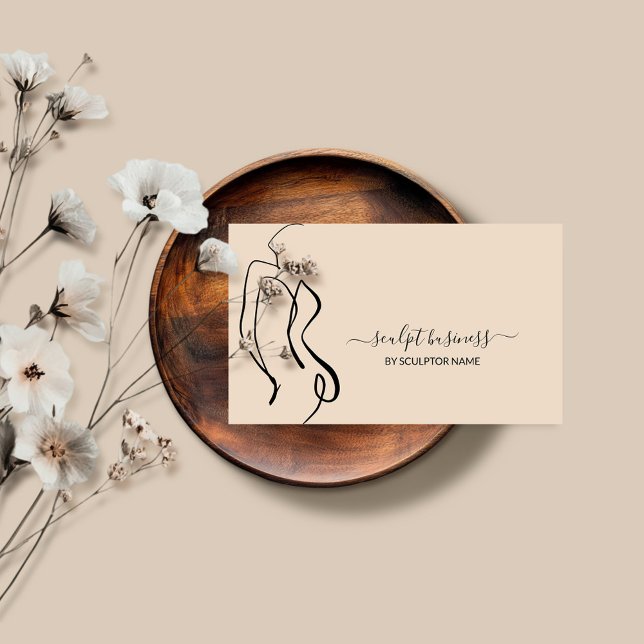 Carte De Visite Beige Art Corps sculpté contour esthétique (Créateur téléchargé)
