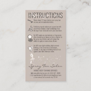 Carte De Visite Beige Avant L'Instruction Après Soin Spray Tan