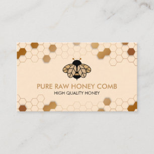 Carte De Visite Beige Bee volant sur Honeycomb Apiarist