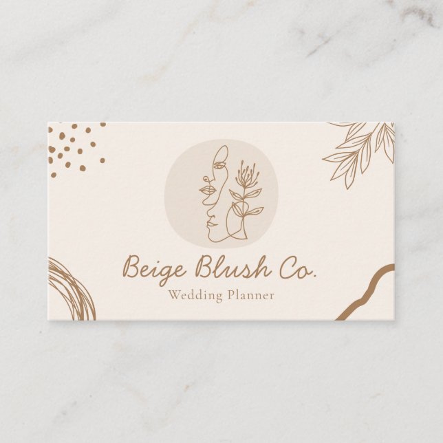 Carte De Visite Beige Blush Beauté Couple Wedding planner (Devant)