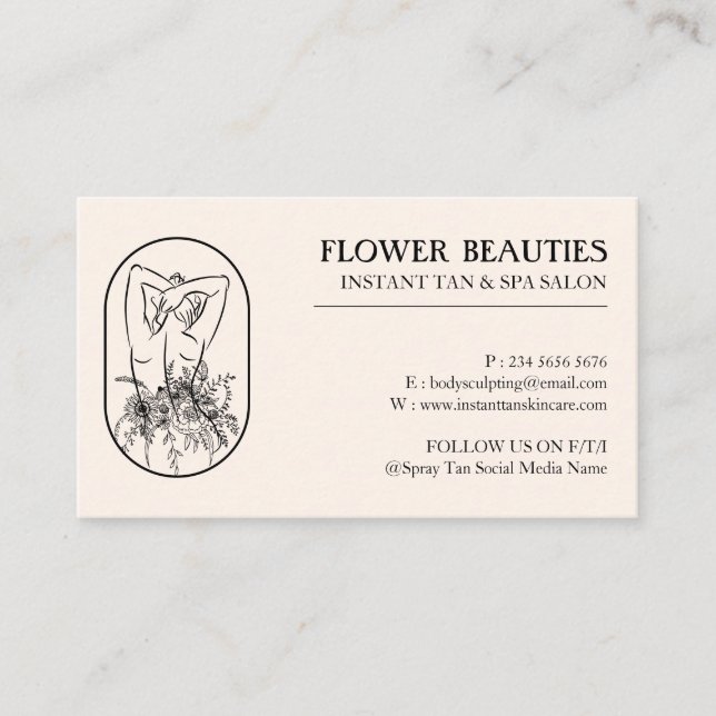 Carte De Visite Beige ivoire Beige Beauté Feminine Femme Tan (Devant)