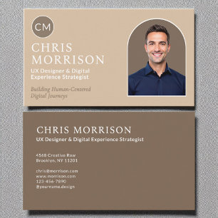 Carte De Visite Beige minimaliste moderne Simple Photo professionn