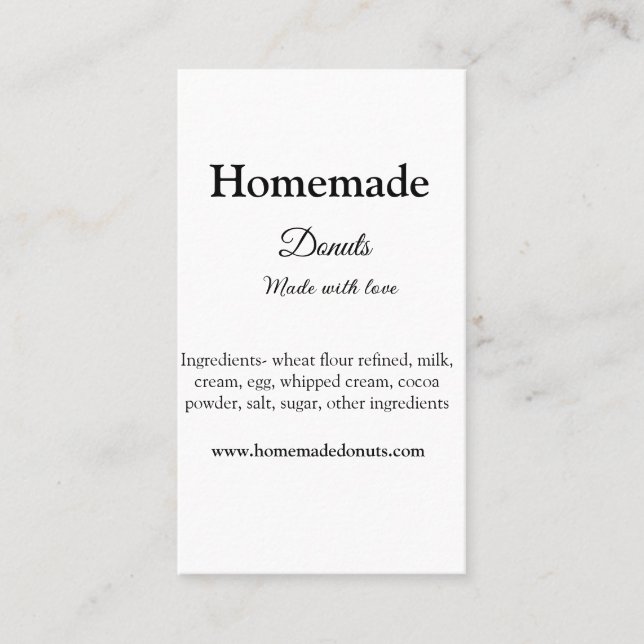 Carte De Visite beignets faits maison avec amour ajouter site de t (Devant)