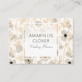 Carte De Visite Belle Aquarelle Gris Jaune Pépites Floral