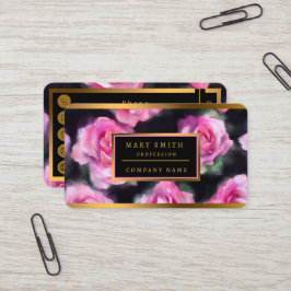 Carte De Visite Belle Aquarelle Moderne Collection Roses Rose