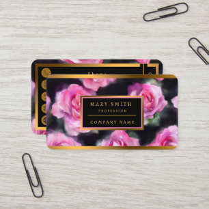 Carte De Visite Belle Aquarelle Moderne Collection Roses Rose