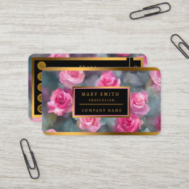 Carte De Visite Belle Aquarelle Populaire Collection Roses Rose