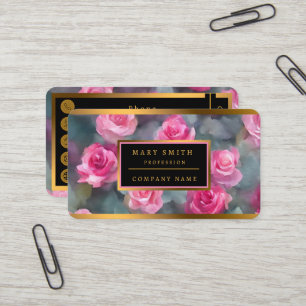 Carte De Visite Belle Aquarelle Populaire Collection Roses Rose