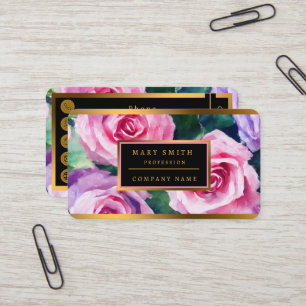 Carte De Visite Belle Aquarelle Rose Rose Collection Populaire