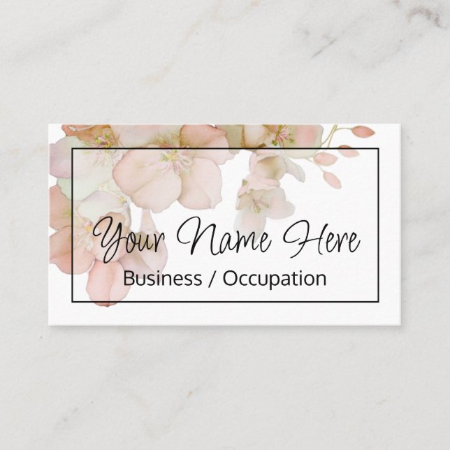 Carte De Visite Belle aquarelle rose rose rose orangé (Devant)