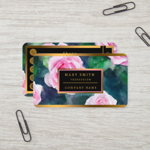 Carte De Visite Belle Aquarelle tendance Collection Roses roses ro