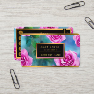 Carte De Visite Belle Aquarelle tendance Collection Roses roses ro