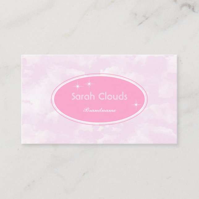 Carte De Visite Belle Bébé Pastel Ciel rose Nuages Étoiles (Devant)