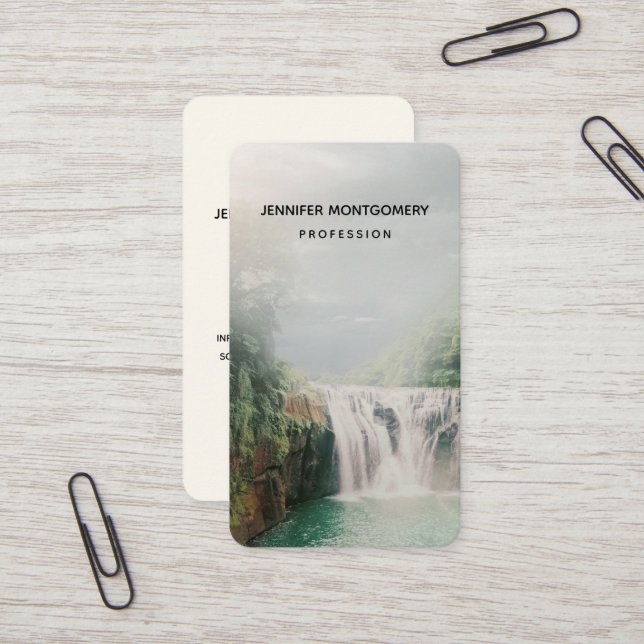 Carte De Visite Belle cascade dans une forêt de montagne (Devant/Arrière en situation)