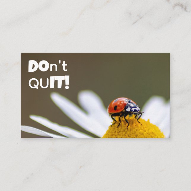 Carte De Visite Belle coccinelle avec citation motivante (Devant)