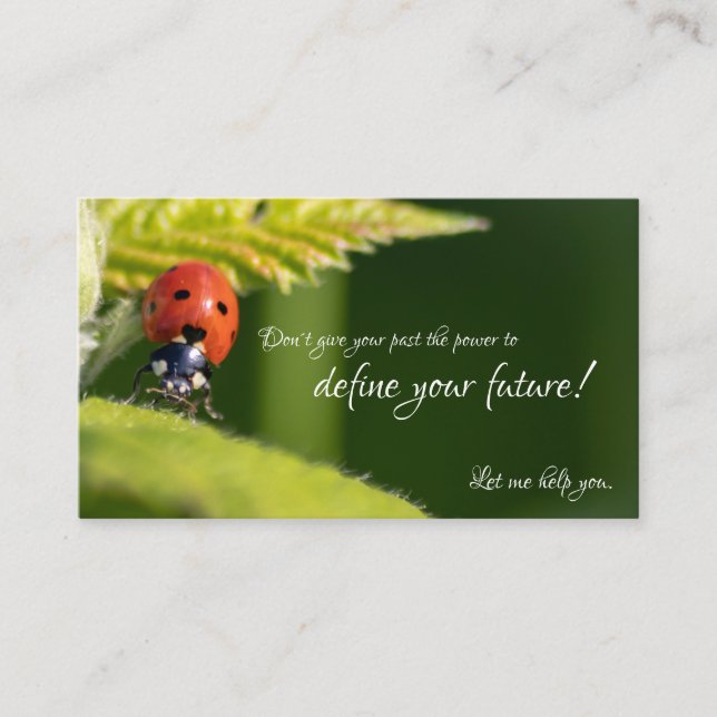 Carte De Visite Belle coccinelle avec citation motivante (Devant)