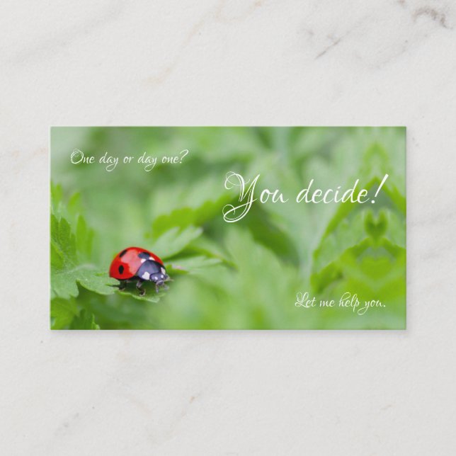 Carte De Visite Belle coccinelle avec citation motivante (Devant)