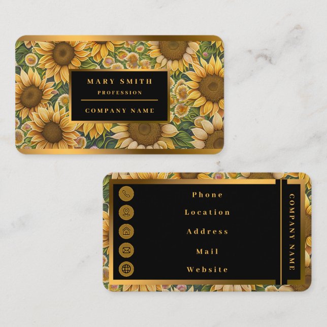Carte De Visite Belle collection de tournesol tendance (Devant / Derrière)