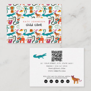 Carte De Visite Belle couleur Animaux Abstraits Garde d'enfants