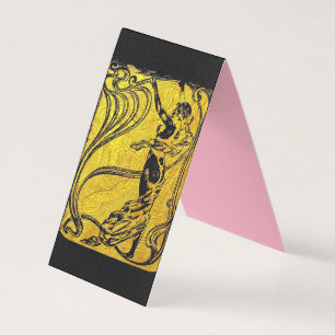 Carte De Visite Belle Epoque, Art Nouveau, vintage, or, noir, feme