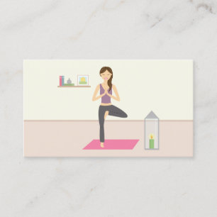 Carte De Visite Belle femme faisant du yoga dans une pièce décorée
