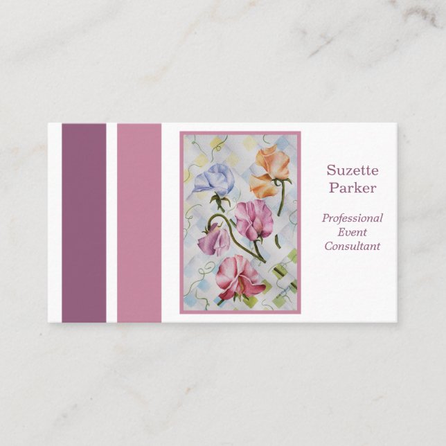 Carte De Visite Belle Fleur de pois doux Planificateur d'événement (Devant)
