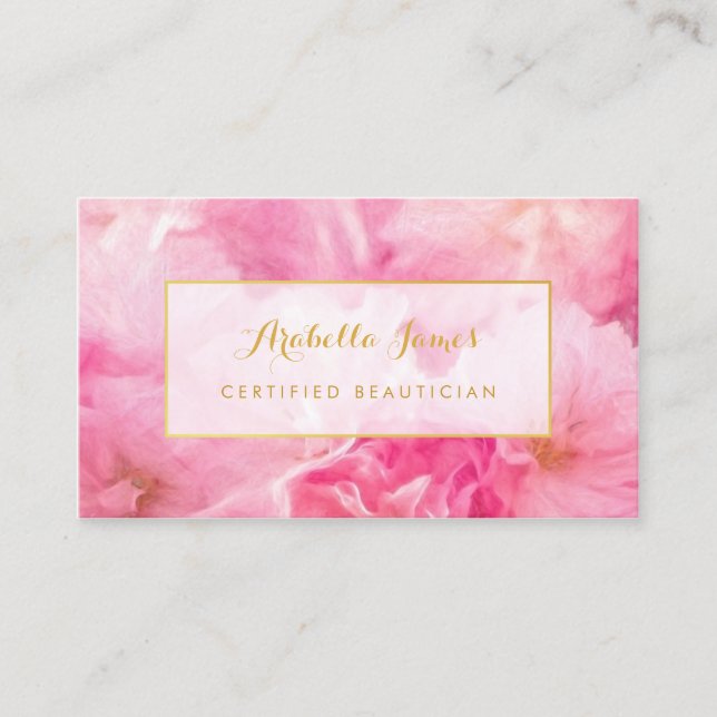 Carte De Visite Belle fleurs roses Floral Certifié Beauticien (Devant)