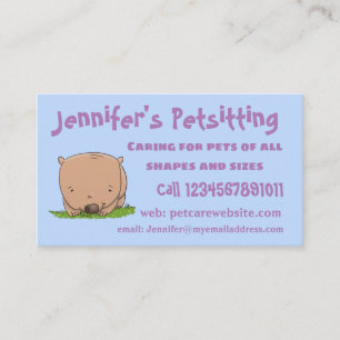 Carte De Visite Belle illustration de dessin animé de bébé wombat
