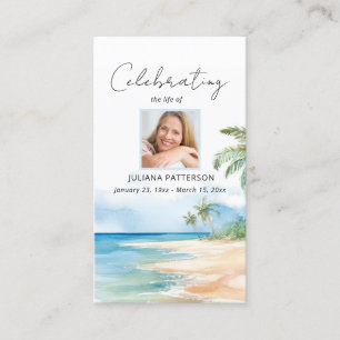 Carte De Visite Belle Ocean Beach Photo Funeral Prayer Card