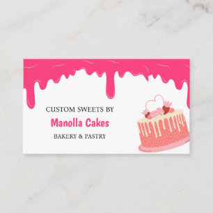 Carte De Visite Belle pâtisserie à la goutte rose gâteau