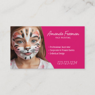 Carte De Visite Belle peinture de visage rose et blanc pour enfant