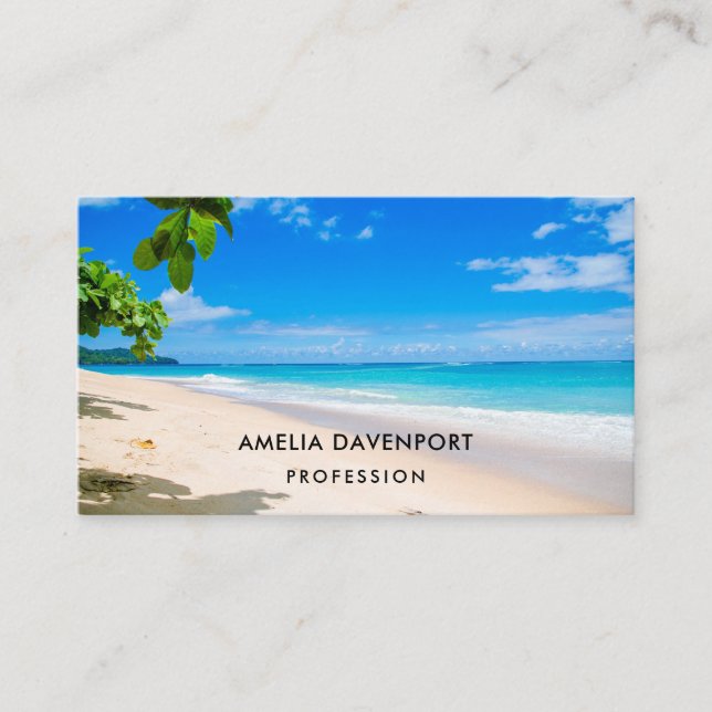 Carte De Visite Belle plage tropicale ensoleillée Photo (Devant)