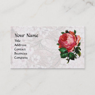 Carte De Visite BELLE ROSE ROSE,MONOGRAMME  Blanc