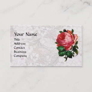Carte De Visite BELLE ROSE ROSE, MONOGRAMME  Papier Perle Blanche