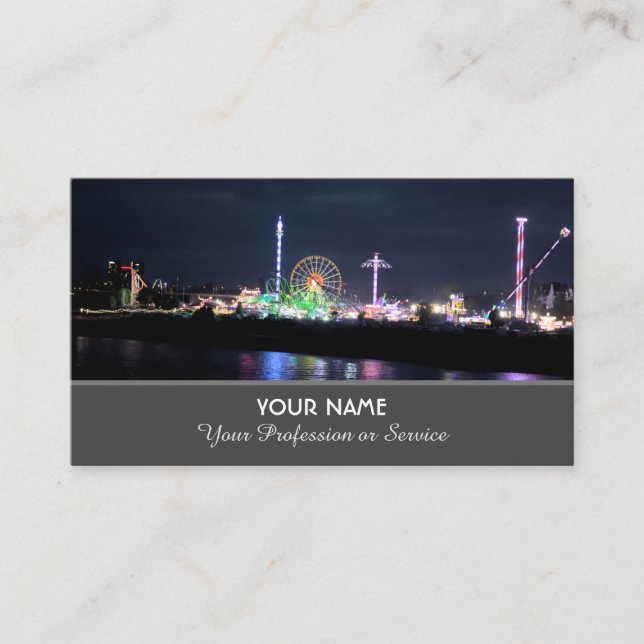 Carte De Visite Belle roue blanche ferris devant le ciel bleu (Devant)