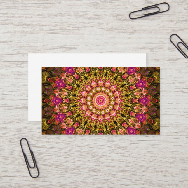 Carte De Visite belle tapis textile mandala motif (Devant/Arrière en situation)