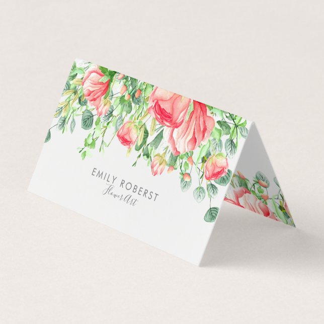 Carte De Visite Belles Fleurs aquarelles Illustration. (Devant)