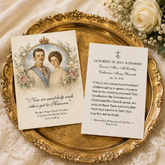Carte De Visite Béni Karl & Zita Prière catholique pour le mariage